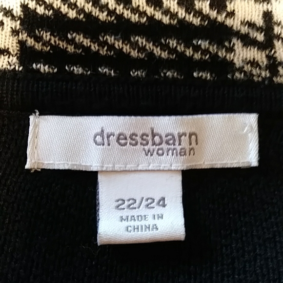 Dressbarn Woman Double Breasted Pleated Plaid Sweater Jacket 22/24 Black White - Picture 3 of 14